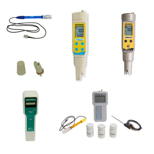 Photo of assorted pH meters.