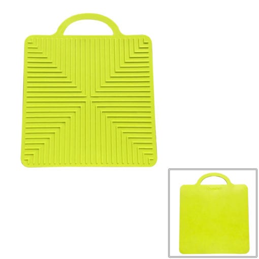 A light khaki green silicone bench mat.